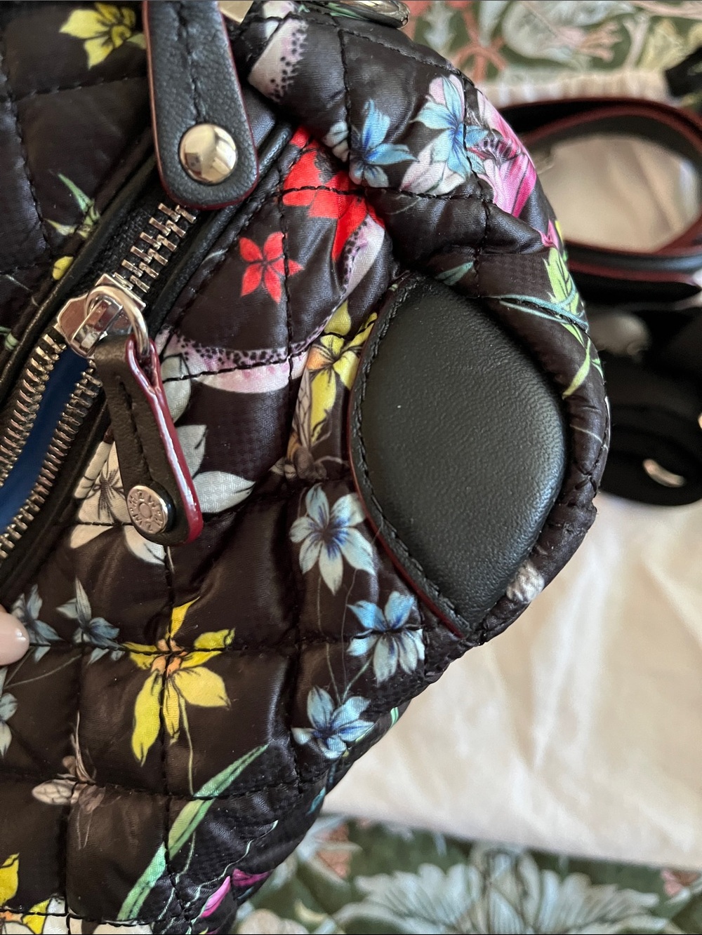 MZ Wallace Mini Crosby Black Quilted Floral Mini Crossbody - Picture 5 of 11